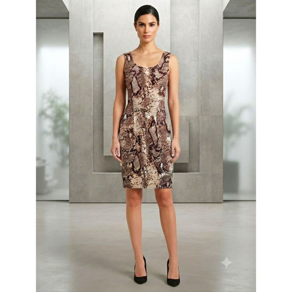 BB Dakota Gray Sheath Snake Print Sleeveless Dress